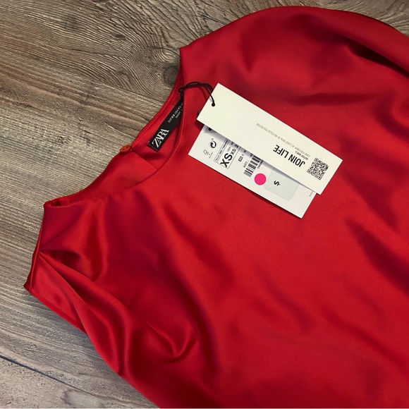 ZARA Asymmetric Satin Effect Dress - Picture 5 of 6